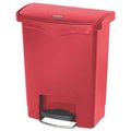 Rubbermaid Commercial 8 gal Rectangular Prism Trash Can, Red, Top Door, Polyethylene 1883564